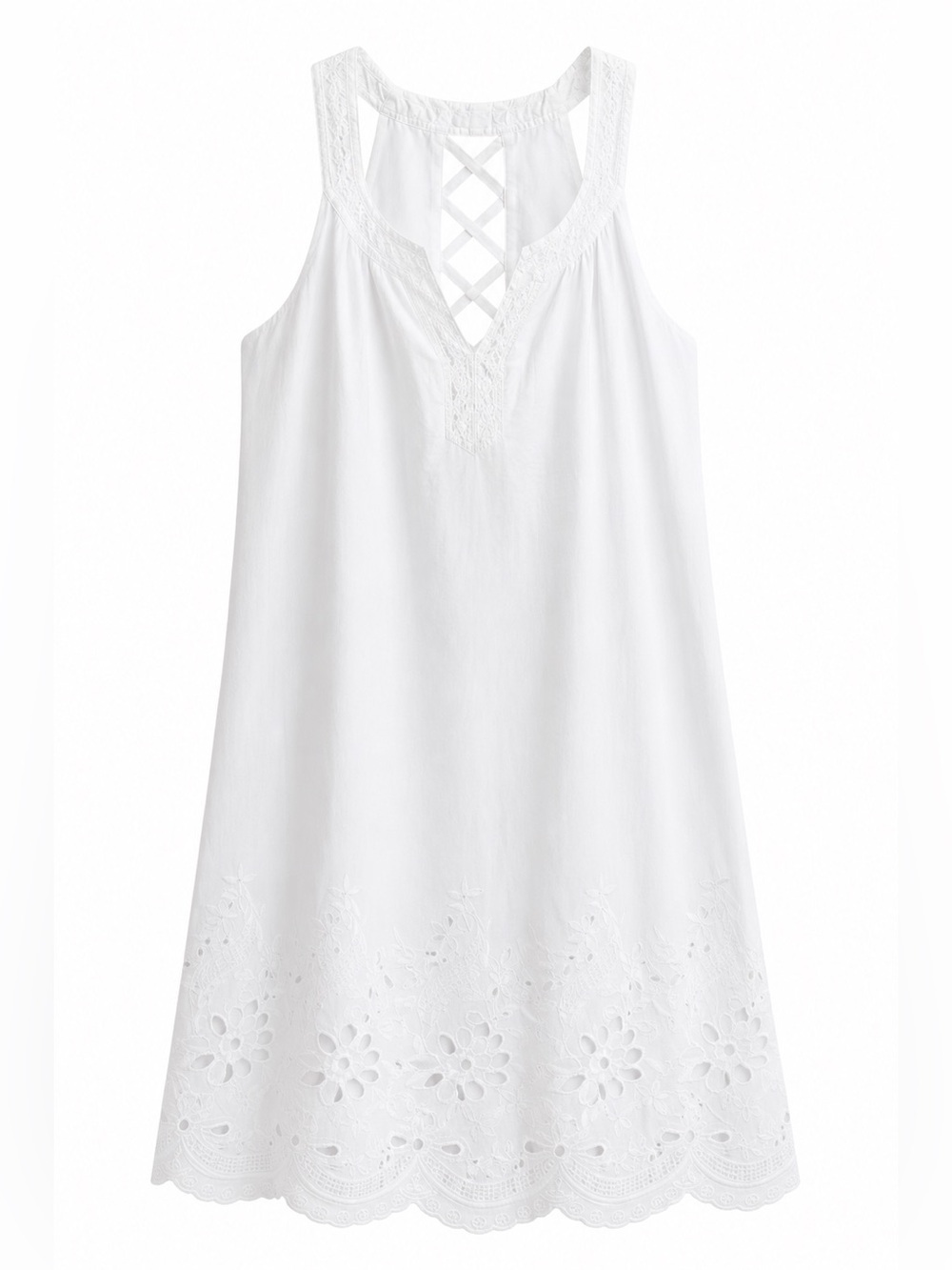 Xhilaration White Cotton Embroidered Eyelet Sundress Cover Up Juniors XL